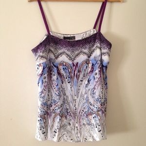 White House Black Market Purple Paisley Cami M